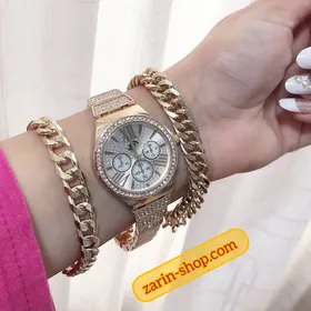 ست ساعت زنانه نگینی و دستبند انگشتر با اشانتیون