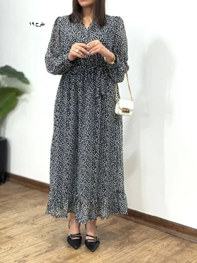 پیراهن بلند حریر آستردار آوا کد 4397