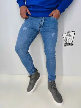 شلوار جین آبی زاپ‌دار