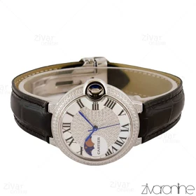 ساعت کارتیر بالن بلو بندچرم دورنگین نقره ای 105264