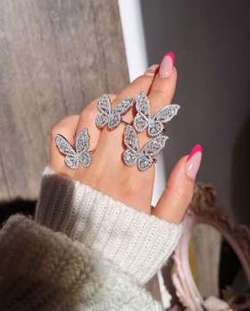 انگشتر جواهری پروانه فری سایز