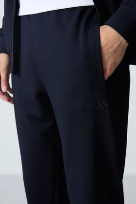 کت و شلوار ورزشی مردانه ساده با بافت نرم ضخیم آبی سرمه ای - 85260 T15ER-85260