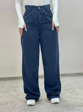 شلوار سیلک فولبگ سورمه ای 3724