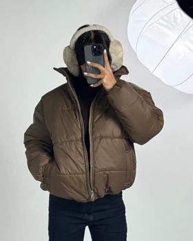 کاپشن یقه ایستاده کد 130078 (قهوه ای)