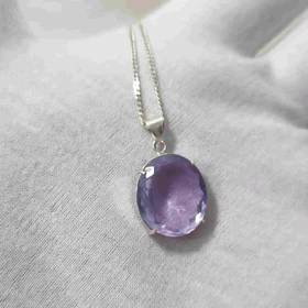 گردنبند نقره با سنگ آمیتیست کد 500(بدون زنجیر)