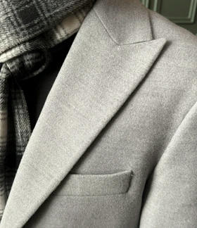 پالتو دو دکمه یقه بلیزر طوسی روشن o118