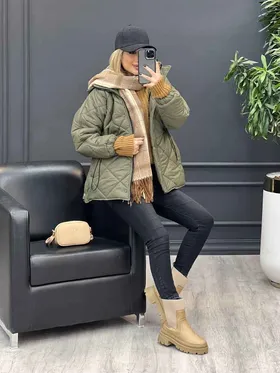کاپشن لوزی دوزی بغل سه دکمه