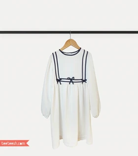 پیراهن سفید و مشکی ژاکارد