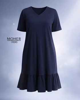 لباس مجلسی زنانه سایز بزرگ پایین چین‌دار سرمه ای