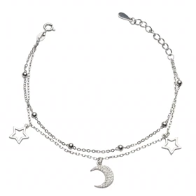 دستبند نقره ماه و ستاره کد 351278