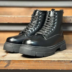 بوت مردانه برشکا بغل زیپ‌دار ورنی