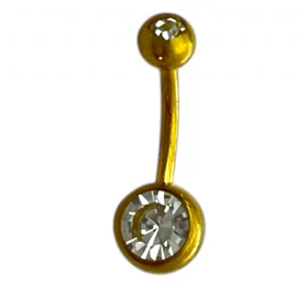 پیرسینگ ناف استیل نگین‌دار طرح طلا