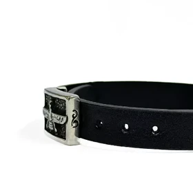 دستبند مردانه چرم طبیعی با طرح فروهر شیک و خاص