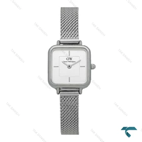 ساعت دنیل ولینگتون زنانه مربعی بند حصیری تمام سیلور DW-7624-L