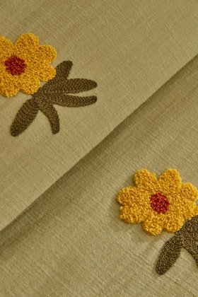 سرویس روتختی پیکه دو نفره Karaca Home مدل Sunflower پنبه‌ای - سبز
