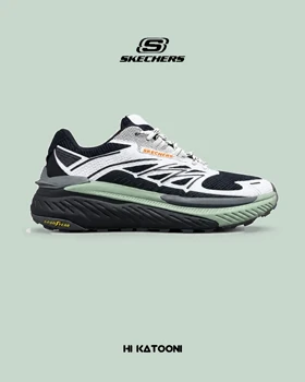 کتانی طبی اسکیچرز Max Protect مشکی طوسی سبز مدل 9720 استایل Outdoor