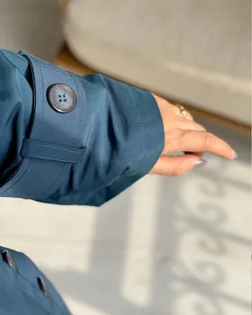 ترنچ کت Drop قد کوتاه (سرمه ای)