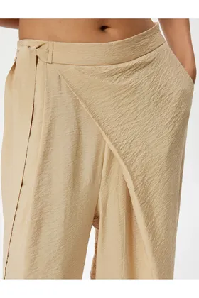 شلوار گشاد کمربند کمر بلند جیب با جزئیات 4SAK40106UW