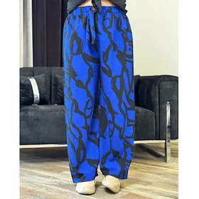 شلوار بگ دخترانه پارچه ای طرحدار کراش