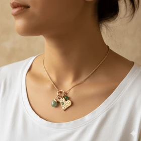 گردنبند زنانه Tosh مدل مولتی‌چارم (روکش طلا و مروارید)