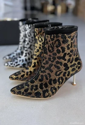 7007 - نیم بوت پلنگی نگینی 7007