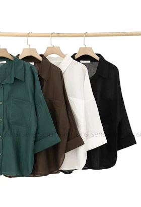 شومیز شیشه ای تک جیب کد1005554