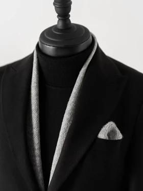 شالگردن و پوشت کجراه پشمی طوسی کارلوتی کد s242