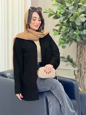 مانتو کتان پشت دکمه دو جیب