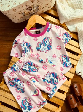 تیشرت و شلوارک دخترانه تک شاخ