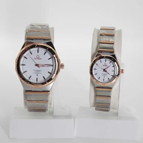 ساعت مچی ست مردانه و زنانه امگا Omega 6015 تاریخ دار با قفل پروانه ای