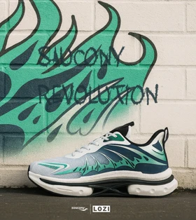 کفش کتانی سفید سبز آبی Saucony Revolution مدل 7406
