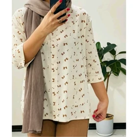 تونیک زنانه لینن نچرال طرح گوزن