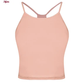 کراپ تاپ زنانه مدل پد ثابت رنگ گلبهی ماییلدا کد 5258-241