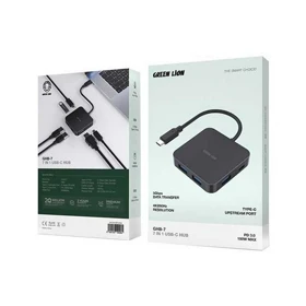 هاب 7 پورت گرین لاین مدل GREEN LION 7 IN 1 USB-C HUB GHB-7 GNGHUB7N1BK