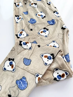 شلوار مخمل استیکردار خرس پاپیون دار