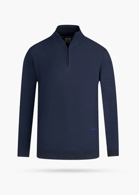 پلیور مردانه آستین بلند نیم زیپ سرمه‌ای