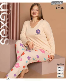 لباس راحتی سایز بزرگ زنانه طرح گل