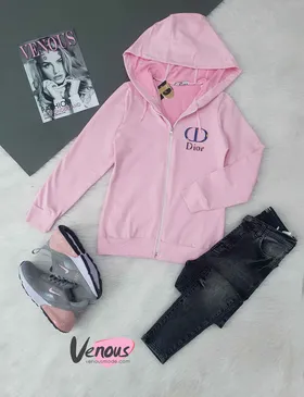 سویشرت جلو زیپ طرح DIOR