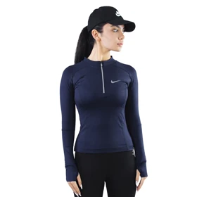 استرج آستین بلند نیم زیپ ورزشی زنانه نایک مدل SRN-4L1213 سرمه ای