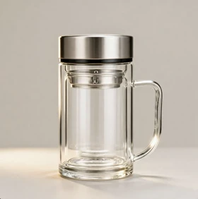 لیوان دمنوش پیرکس دوجداره شفاف