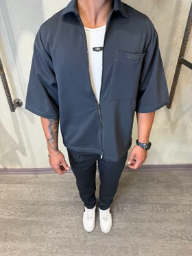 پیراهن زیپدار تک جیب گلدوزیrepresent