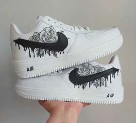 کفش اسپرت کاستوم کتانی ایرفورس air force طرح Black Rose نایک nike