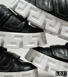 کفش کتانی چسبی مشکی سفید VERSACE