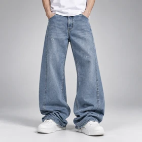 شلوار شافل (Shuffle Fit) ریزشی جین کد 51156 مستر کوالیتی استکینگ و چینهای چندلایه سنگین (Puddle Effect)