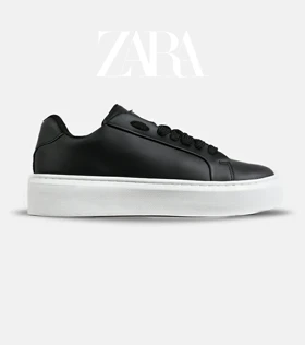 کفش کژوال مردانه چرمی مشکی سفید ZARA مدل 7370
