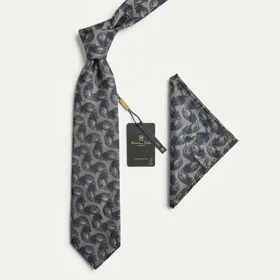 کراوات و پوشت دستدوز طرح پر برند Massimo Dutti (سبز)