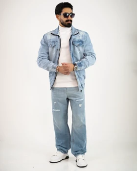 کت جین مردانه باکسی زیپ‌دار_کد4632