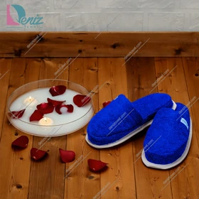 دمپایی حوله ای طرح کرالیچ رنگ آبی کاربنی