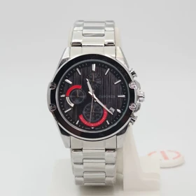 ساعت مچی مردانه امپاور Empower سه موتور فعال کرنوگراف تمام استیل (بند نقره ای صفحه مشکی قرمز)