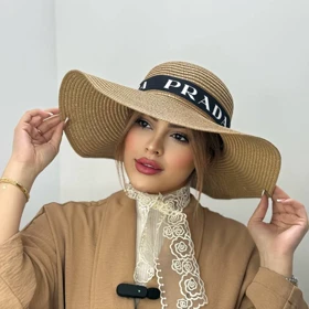کلاه ساحلی با روبان پرادا